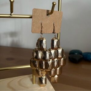 Paparazzi Contemporary Catwalk Gold Tone Earrings Faceted